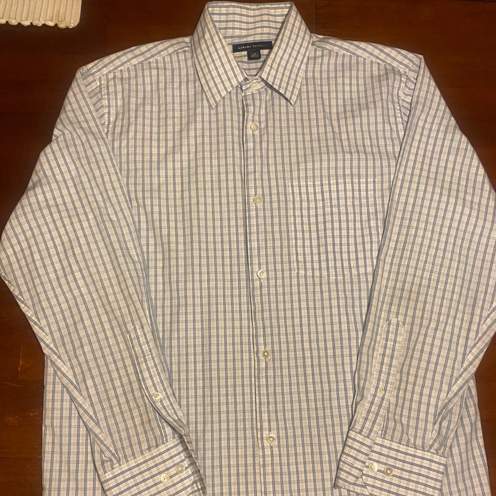 Banana Republic Men's Blue checkered Shirt, medium